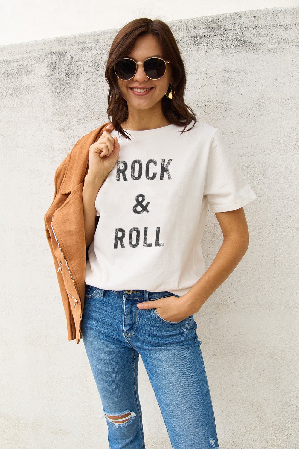 Simply Love Full Size ROCK & ROLL Short Sleeve T-Shirt - Bella Blue Styles