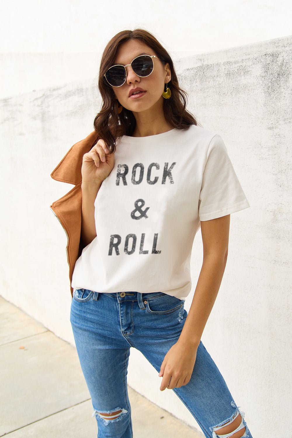 Simply Love Full Size ROCK & ROLL Short Sleeve T-Shirt - Bella Blue Styles