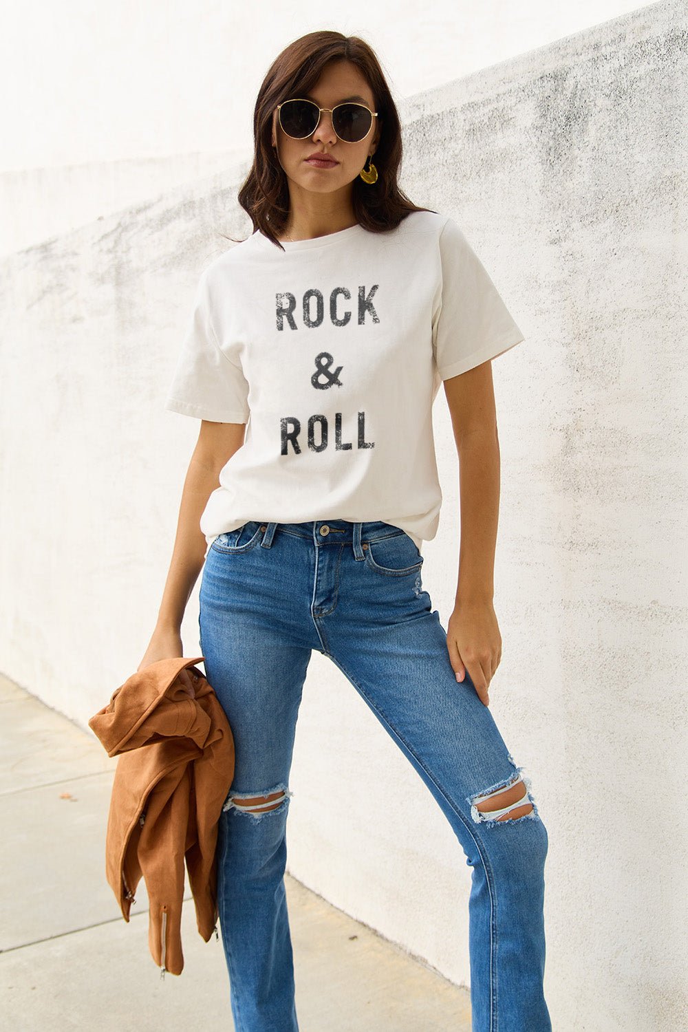 Simply Love Full Size ROCK & ROLL Short Sleeve T-Shirt - Bella Blue Styles