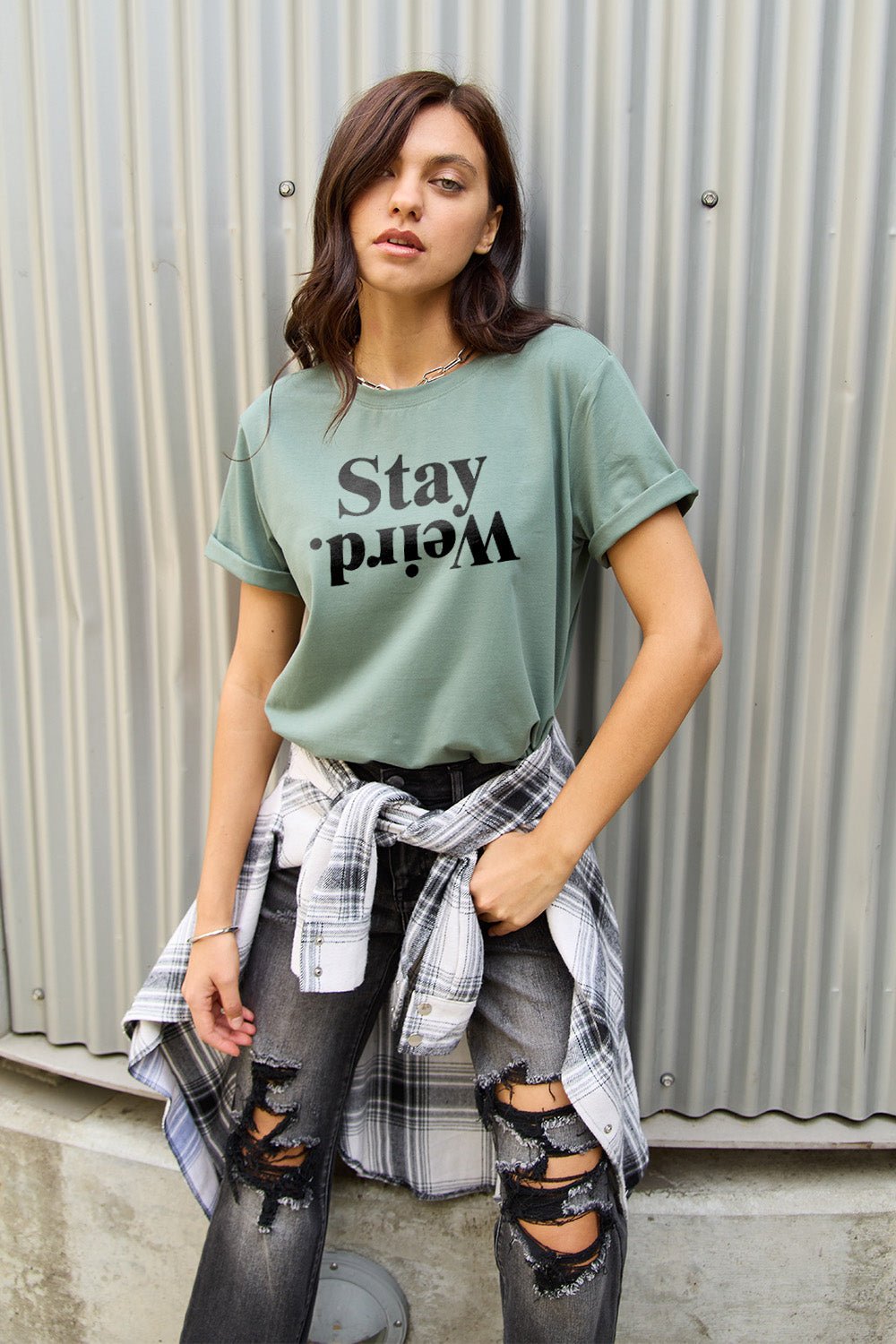 Simply Love Full Size STAY WEIRD Short Sleeve T-Shirt - Bella Blue Styles