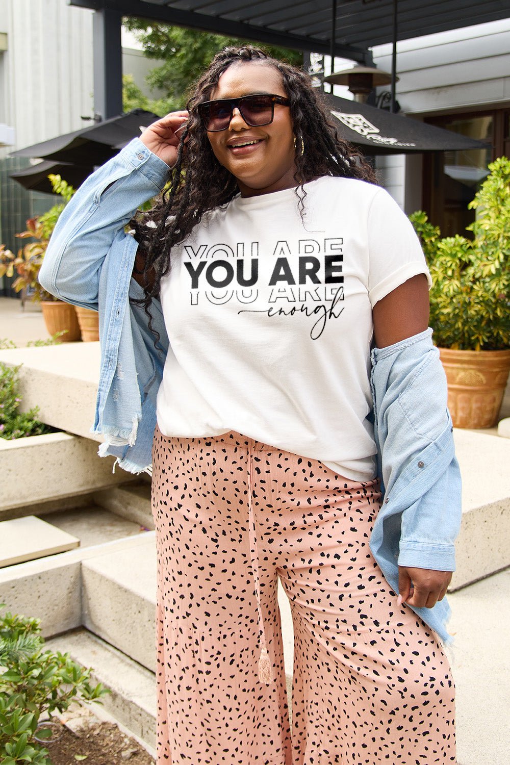 Simply Love Full Size YOU ARE ENOUGH Short Sleeve T-Shirt - Bella Blue Styles