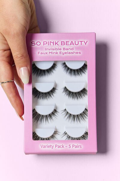 SO PINK BEAUTY Faux Mink Eyelashes Variety Pack 5 Pairs - Bella Blue Styles