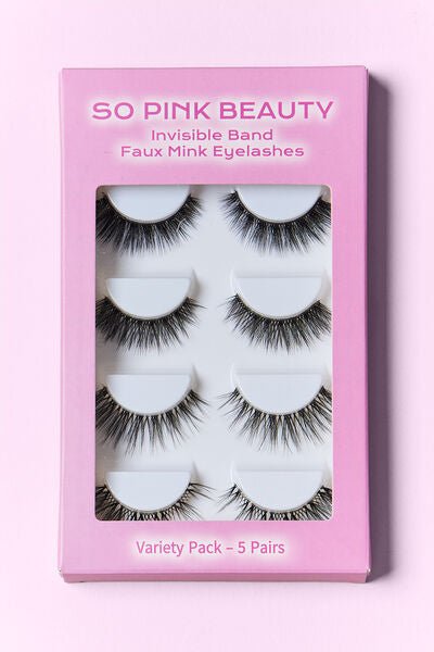 SO PINK BEAUTY Faux Mink Eyelashes Variety Pack 5 Pairs - Bella Blue Styles