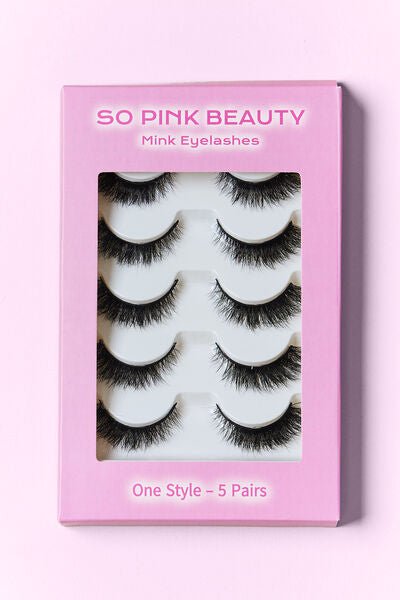 SO PINK BEAUTY Mink Eyelashes 5 Pairs - Bella Blue Styles