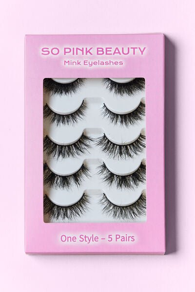 SO PINK BEAUTY Mink Eyelashes 5 Pairs - Bella Blue Styles