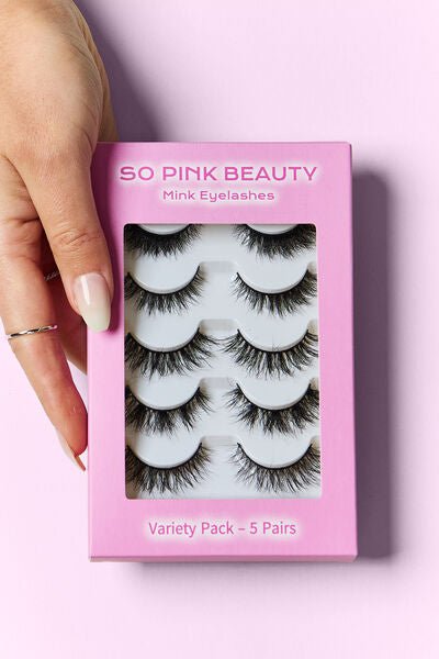 SO PINK BEAUTY Mink Eyelashes Variety Pack 5 Pairs - Bella Blue Styles