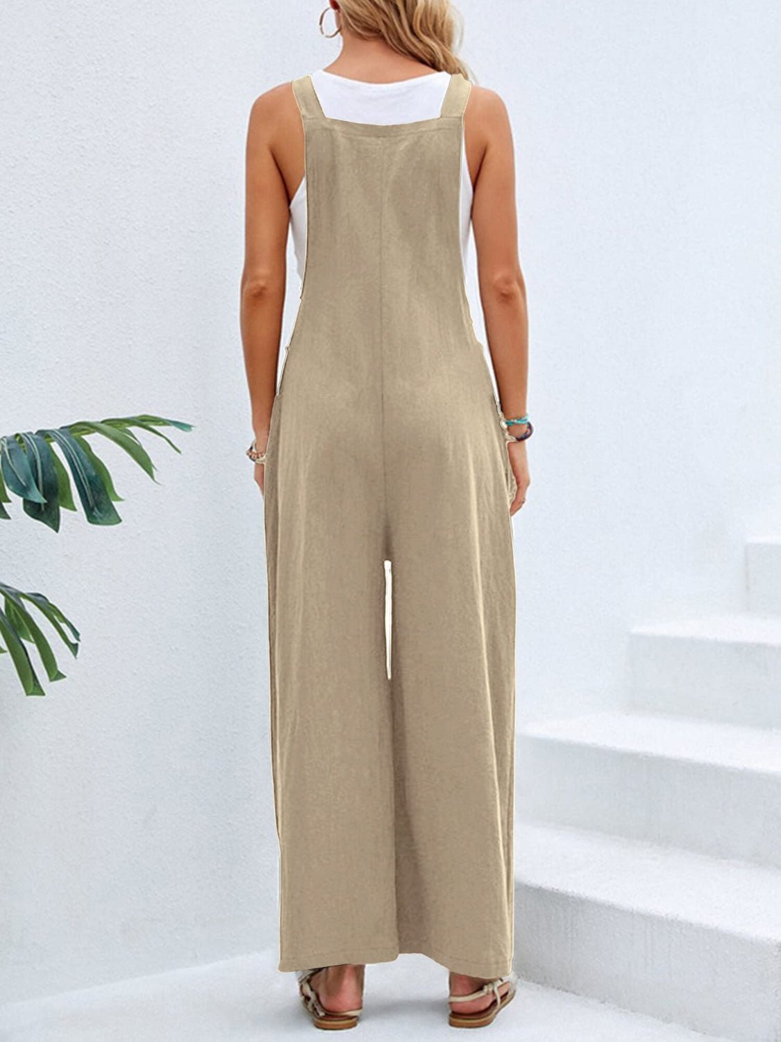 Square Neck Wide Strap Overalls - Bella Blue Styles