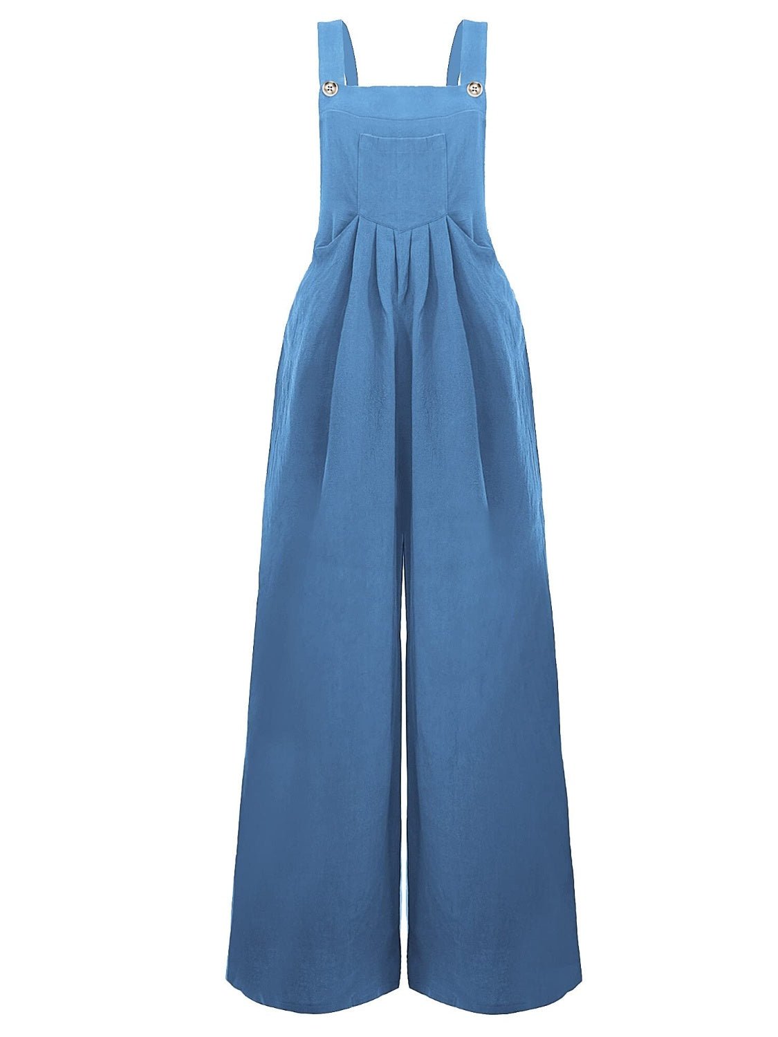 Square Neck Wide Strap Overalls - Bella Blue Styles