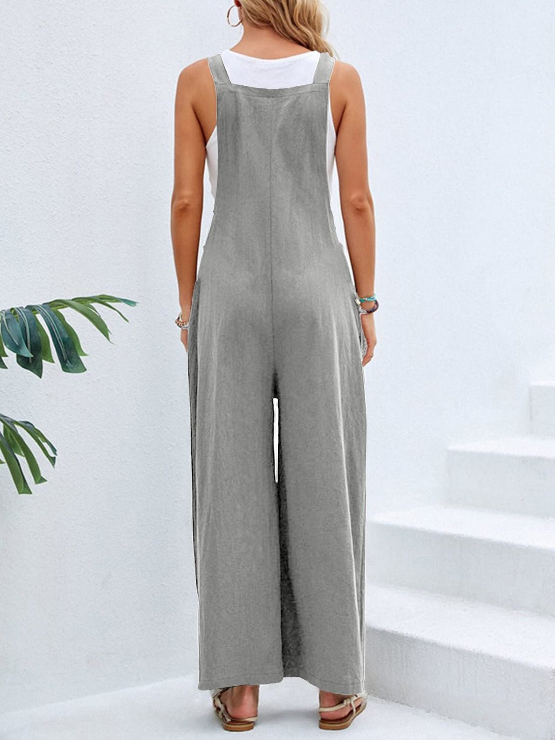 Square Neck Wide Strap Overalls - Bella Blue Styles