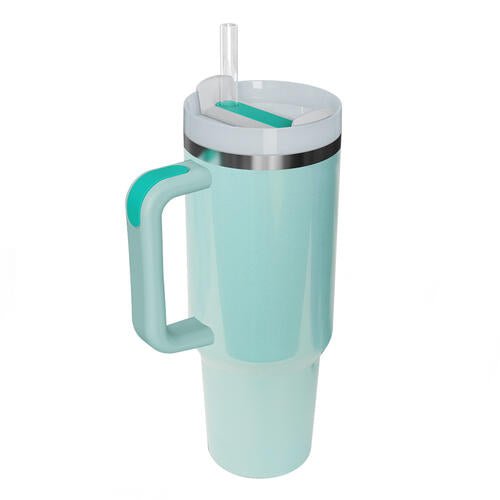 Stainless Steel Tumbler with Handle and Straw - Bella Blue Styles