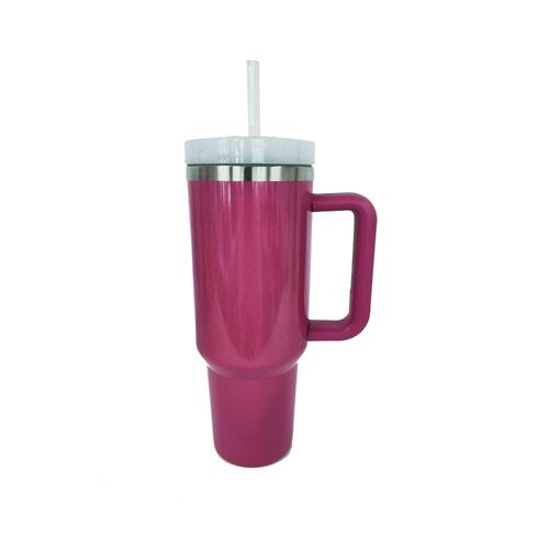 Stainless Steel Tumbler with Handle and Straw - Bella Blue Styles