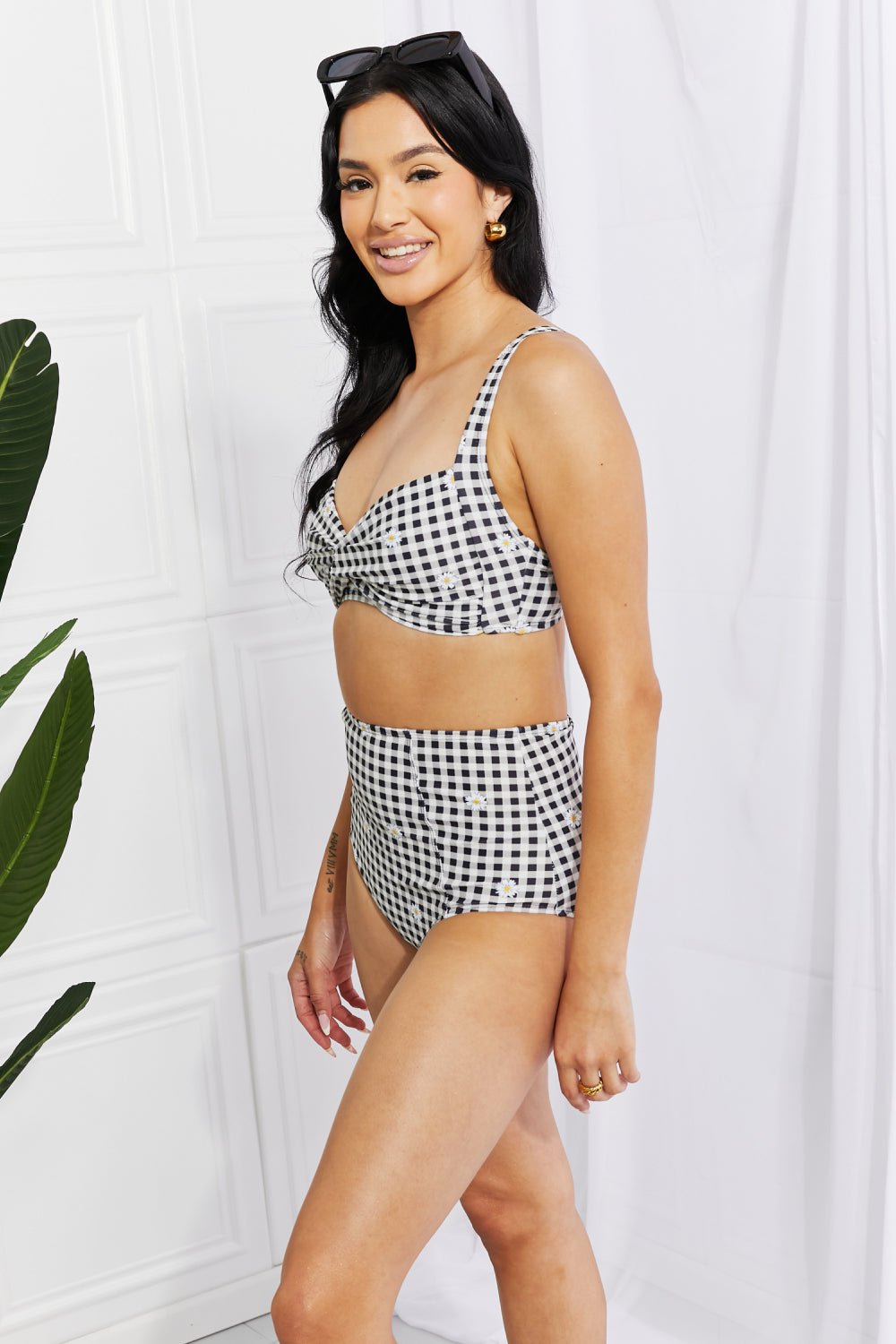 Take A Dip Twist High-Rise Bikini in Black - Bella Blue Styles