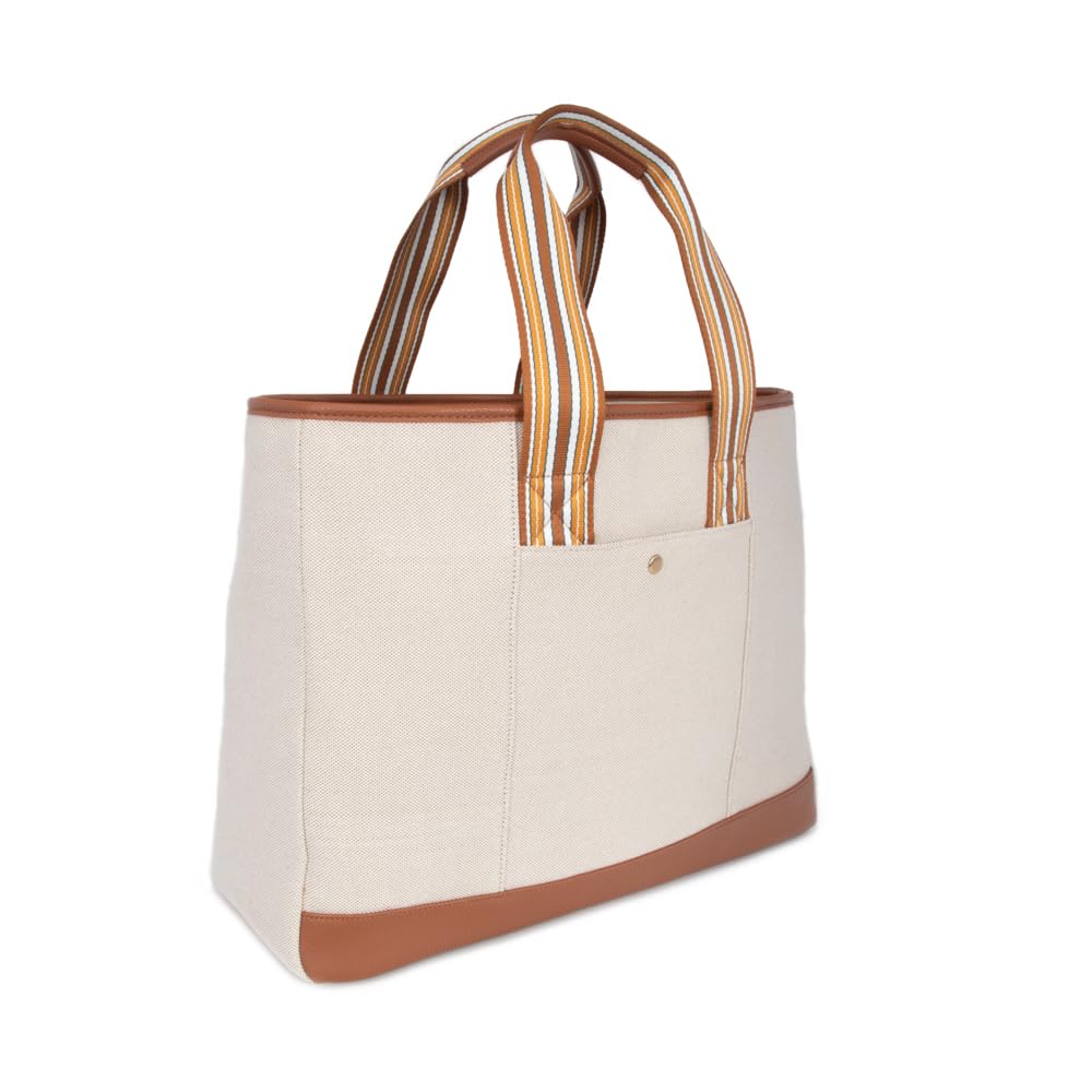 The Capri Everyday Stripe Tote (Brown Striped) - Bella Blue Styles