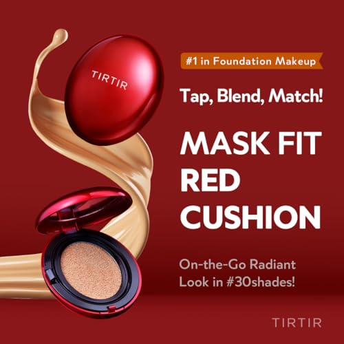 TIRTIR Mask Fit Red Cushion Foundation | Japan's No.1 Choice for Glass skin, Long - Lasting, Lightweight, Buildable Coverage, Semi - Matte (21N Ivory, 0.63 Fl Oz (Pack of 1)) - Bella Blue Styles