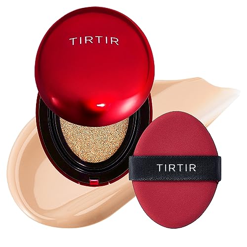 TIRTIR Mask Fit Red Cushion Foundation | Japan's No.1 Choice for Glass skin, Long - Lasting, Lightweight, Buildable Coverage, Semi - Matte (21N Ivory, 0.63 Fl Oz (Pack of 1)) - Bella Blue Styles