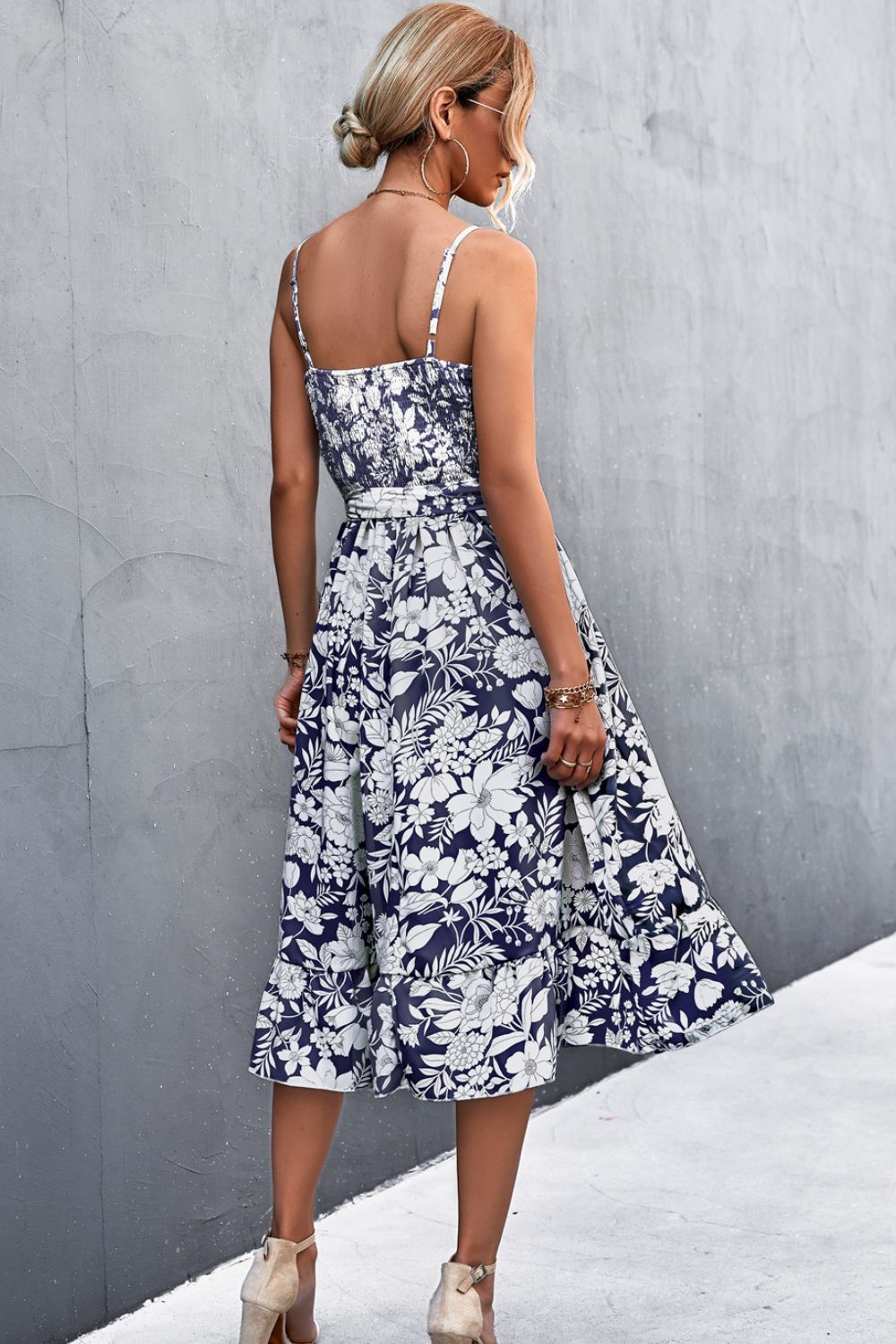 Tori Floral Spaghetti Strap Midi Dress - Bella Blue Styles