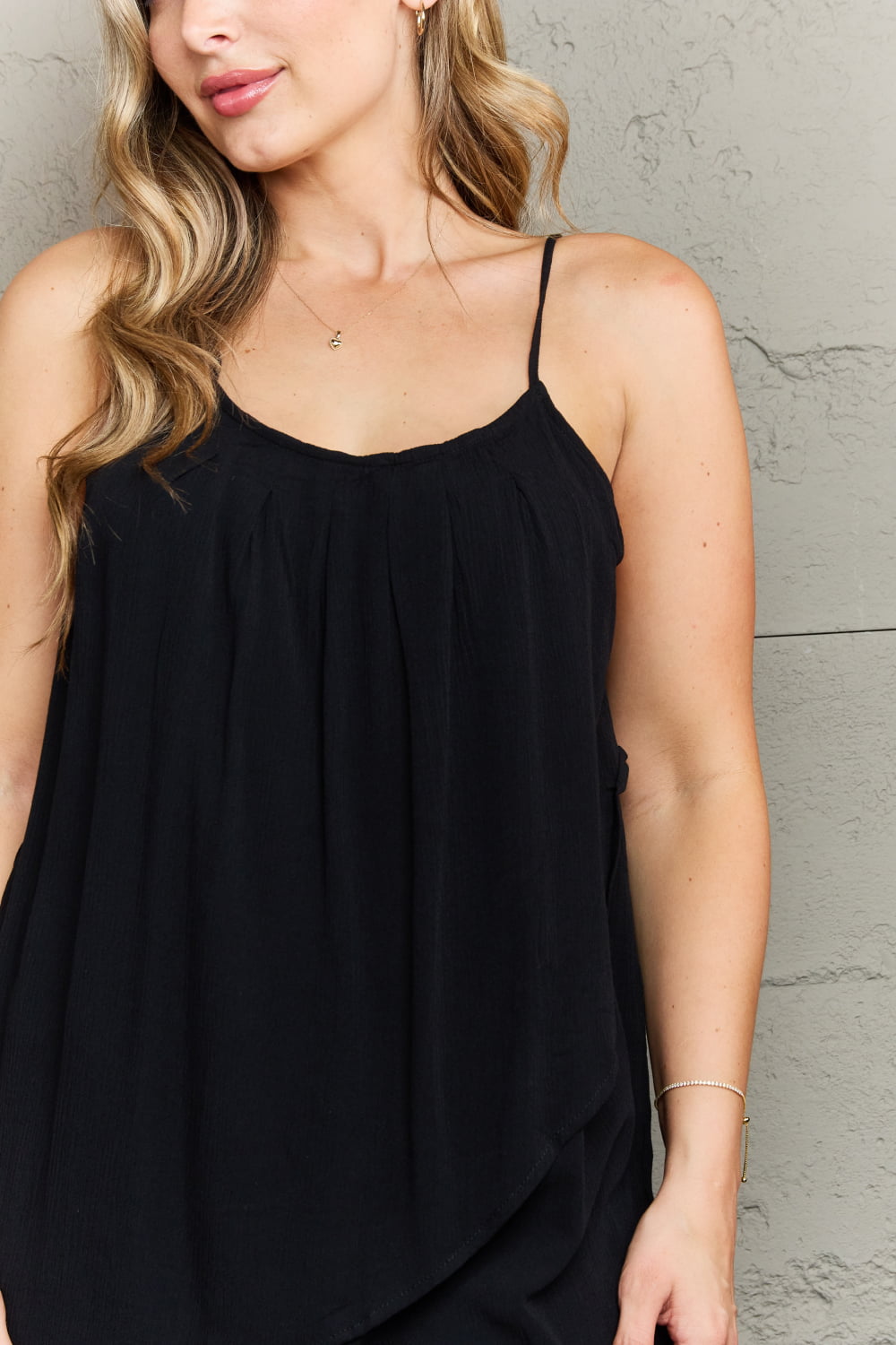 Tulip Hem Black Cami Top - Bella Blue Styles