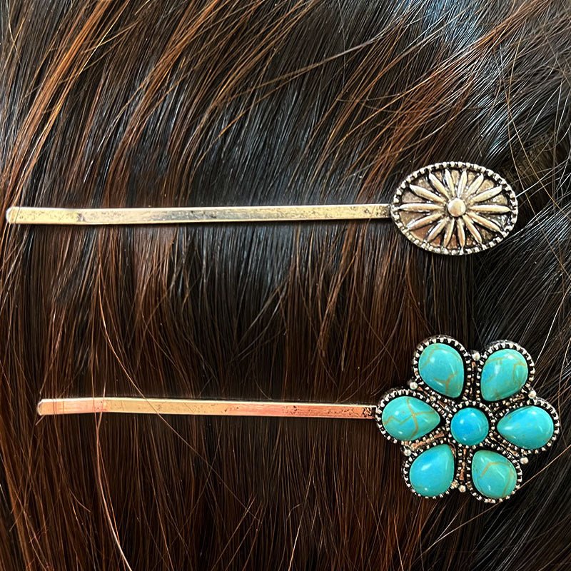 Turquoise Alloy Hairpin - Bella Blue Styles