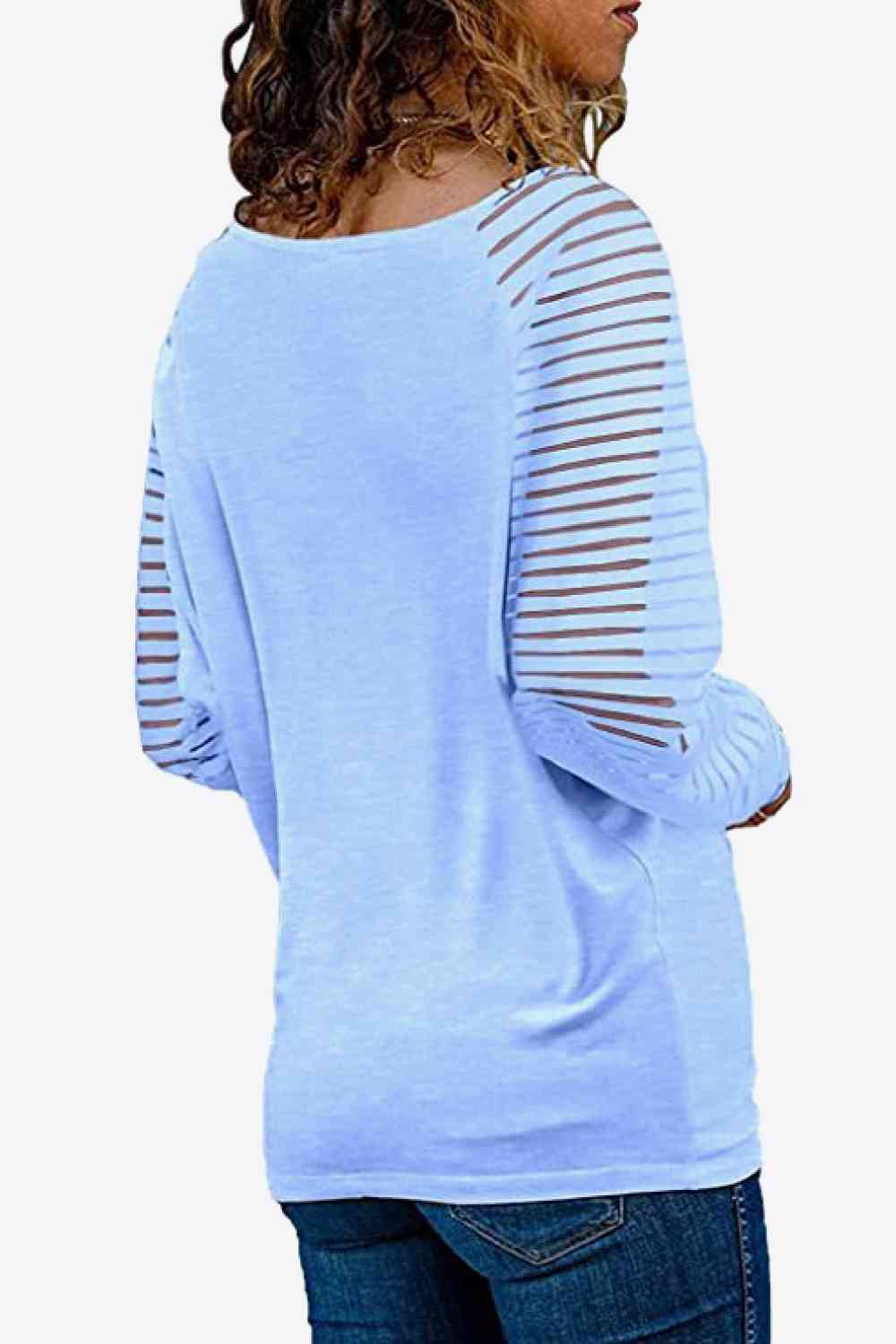 V-Neck Long Raglan Sleeve Blouse - Bella Blue Styles