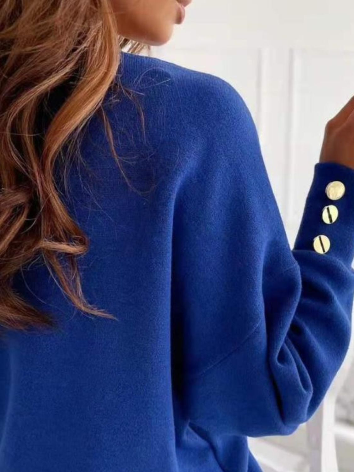 V - Neck Long Sleeve Sweatshirt - Bella Blue Styles