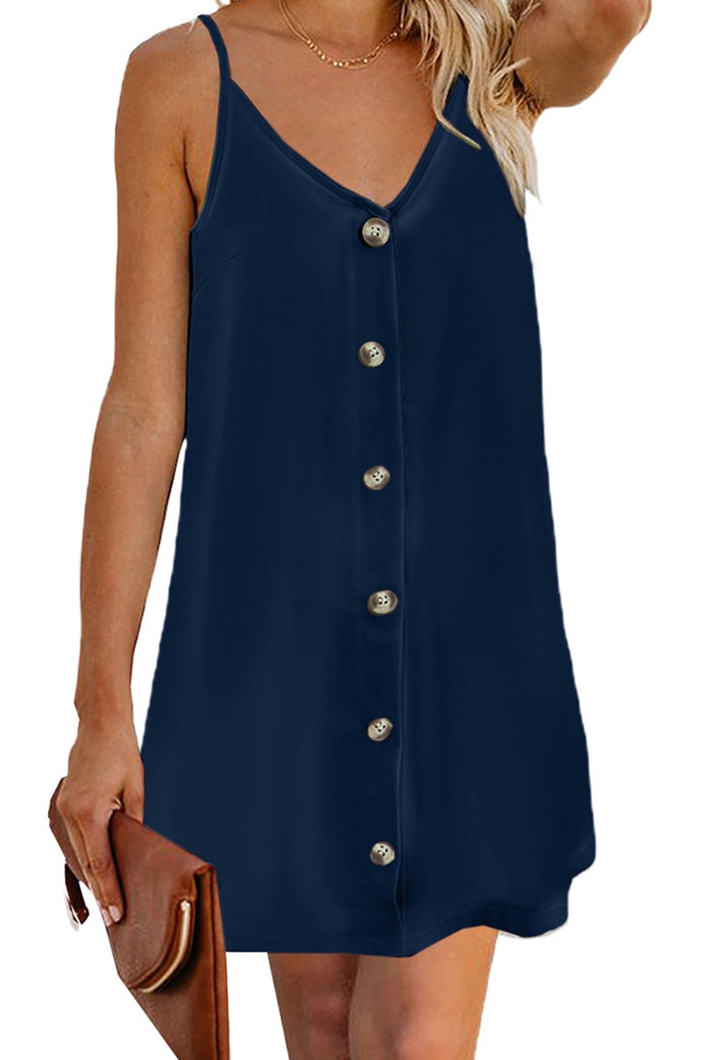 V-Neck Mini Cami Dress - Bella Blue Styles