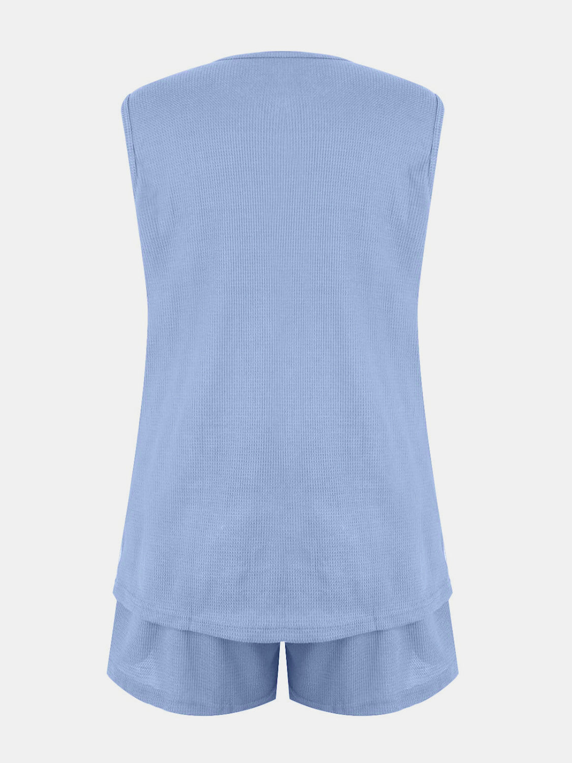 Waffle-Knit Notched Top and Shorts Set - Bella Blue Styles