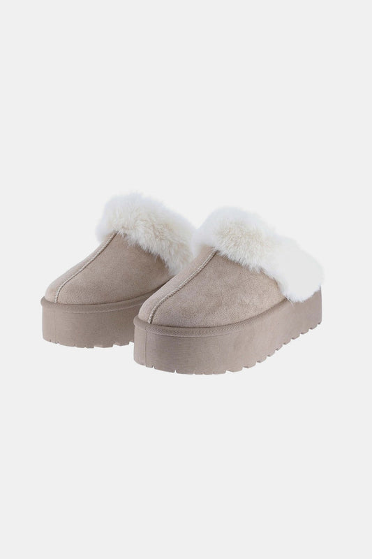 Weeboo Thick Bottom Fur Trim Snow Slippers - Bella Blue Styles