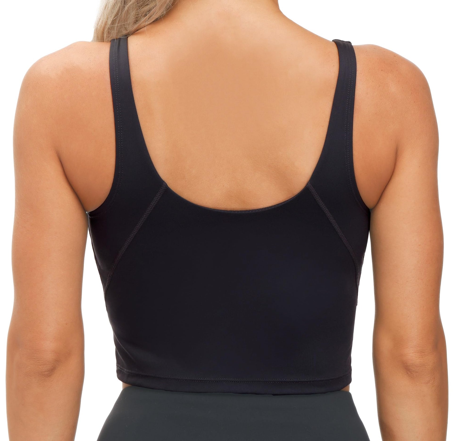 Women’s Longline Sports Bra Wirefree Padded Medium Support Yoga Bras Gym Running Workout Tank Tops (Black, Medium) - Bella Blue Styles