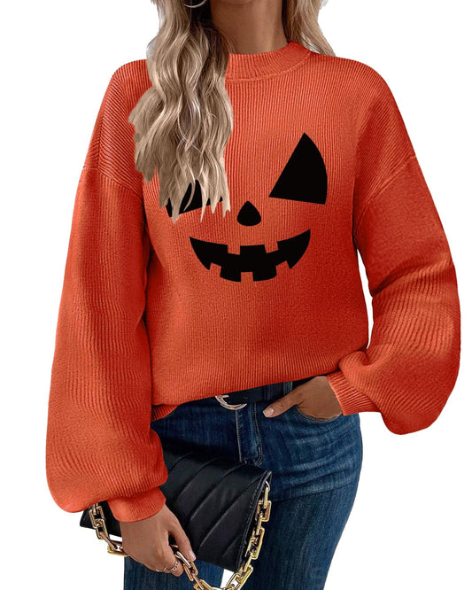 Zeagoo Sweaters for Women 2024 Fashion Trendy Long Sleeve Turtleneck Pullover Lantern Knit Sweater Tops Orange - Bella Blue Styles