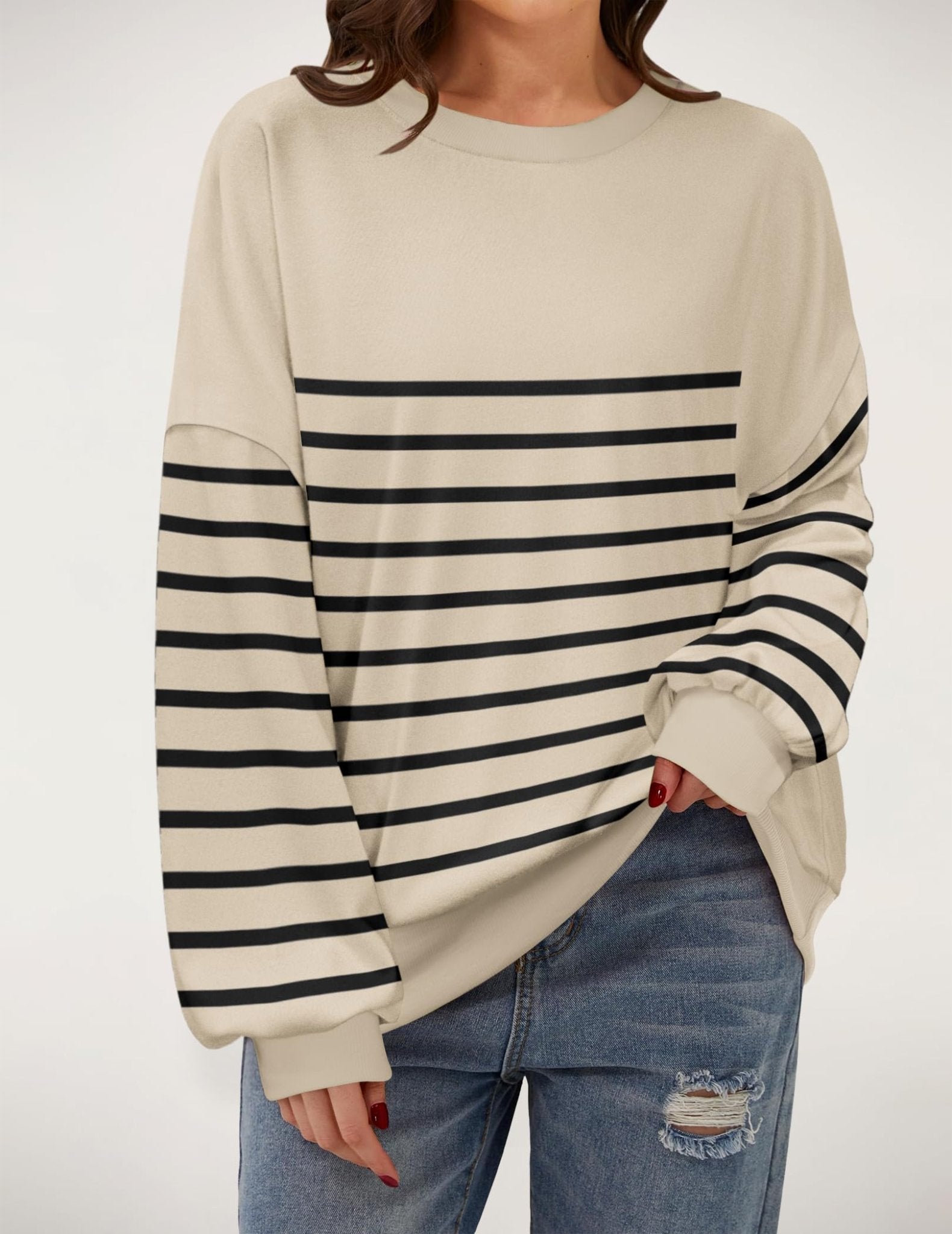 Zeagoo Women's Striped Pullover Sweatshirts Cute Lightweight Y2K Fall Outfits 2024 Hoodies Long Sleeve Shirts Loose Casual Pullover Tops Small - Bella Blue Styles