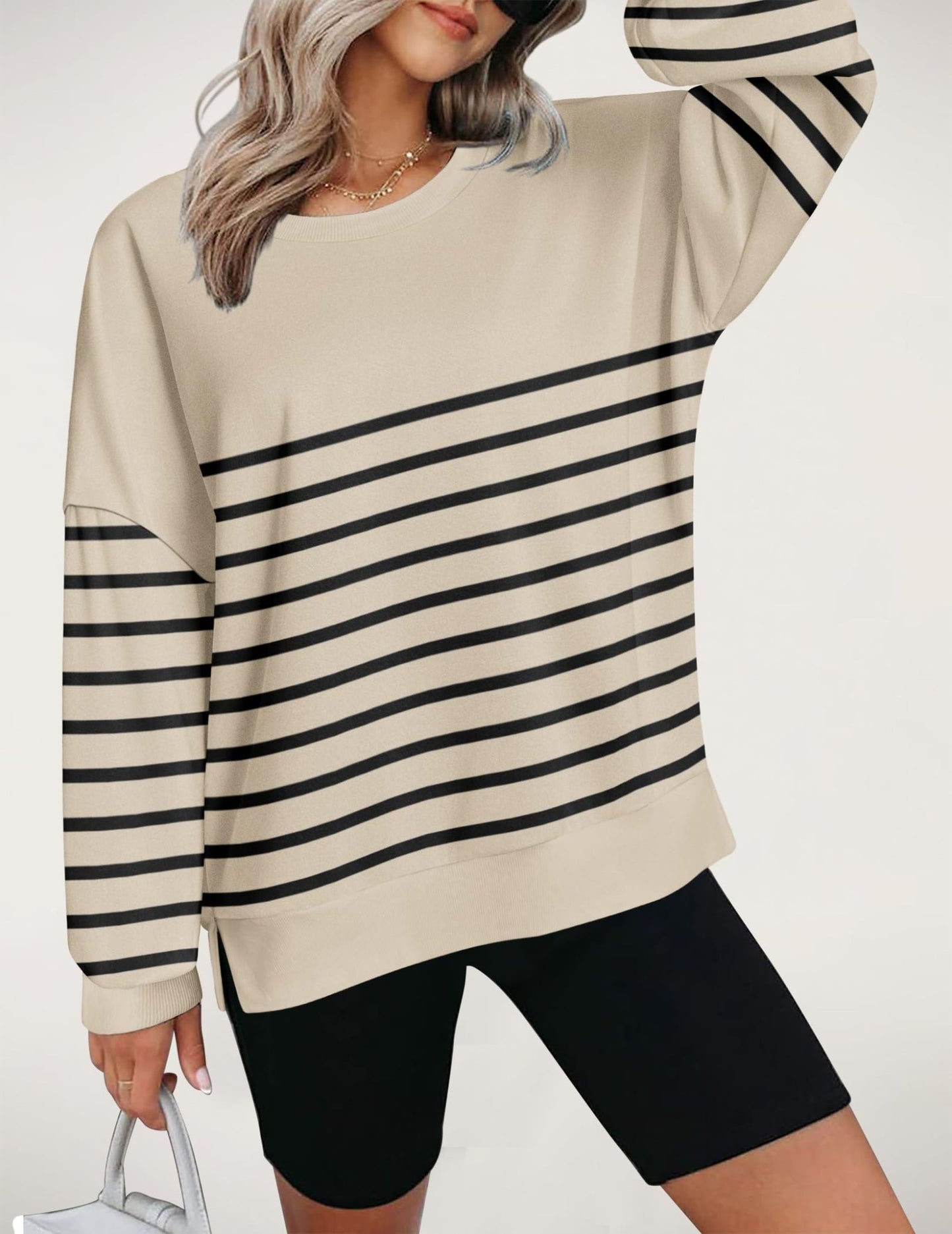 Zeagoo Women's Striped Pullover Sweatshirts Cute Lightweight Y2K Fall Outfits 2024 Hoodies Long Sleeve Shirts Loose Casual Pullover Tops Small - Bella Blue Styles