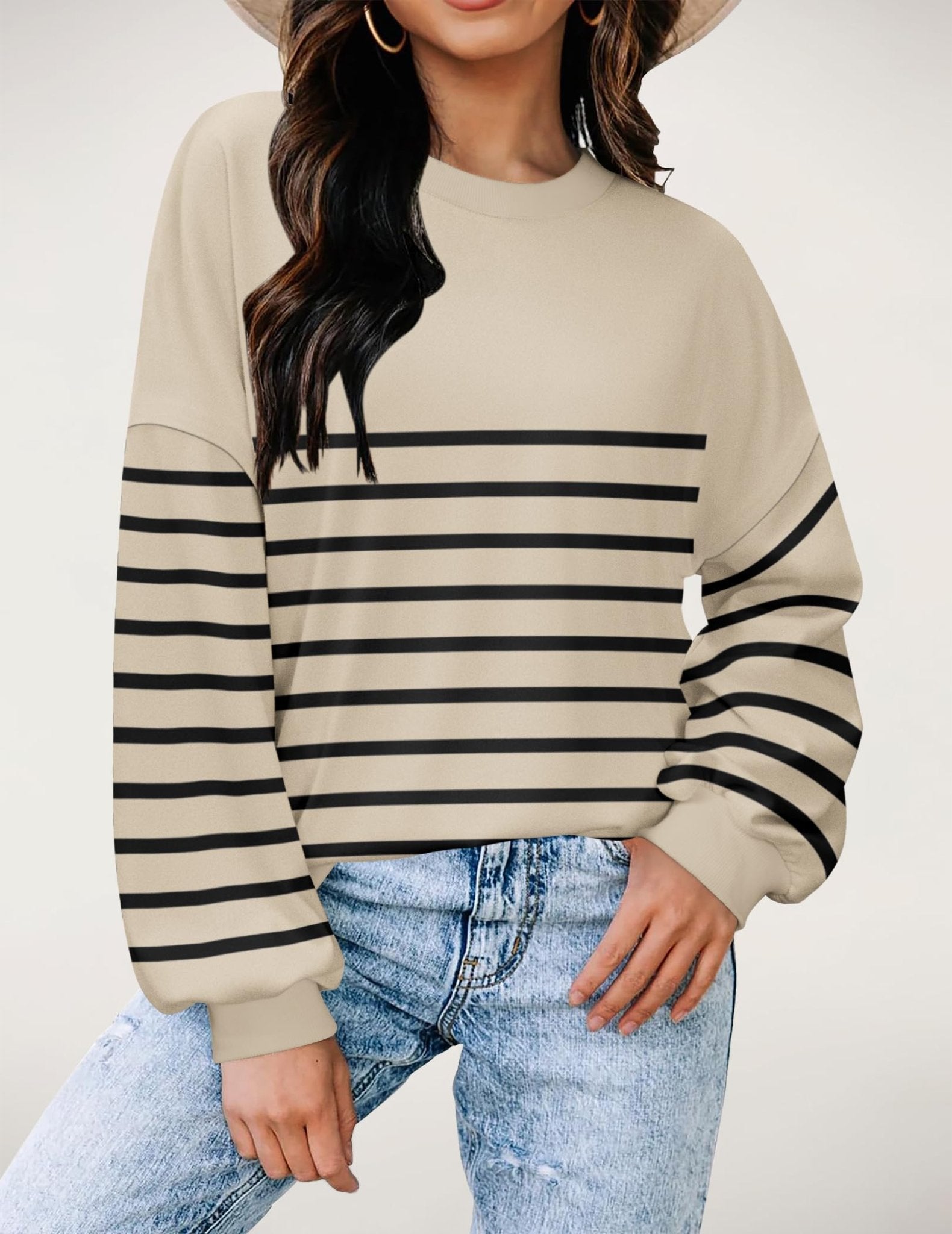 Zeagoo Women's Striped Pullover Sweatshirts Cute Lightweight Y2K Fall Outfits 2024 Hoodies Long Sleeve Shirts Loose Casual Pullover Tops Small - Bella Blue Styles