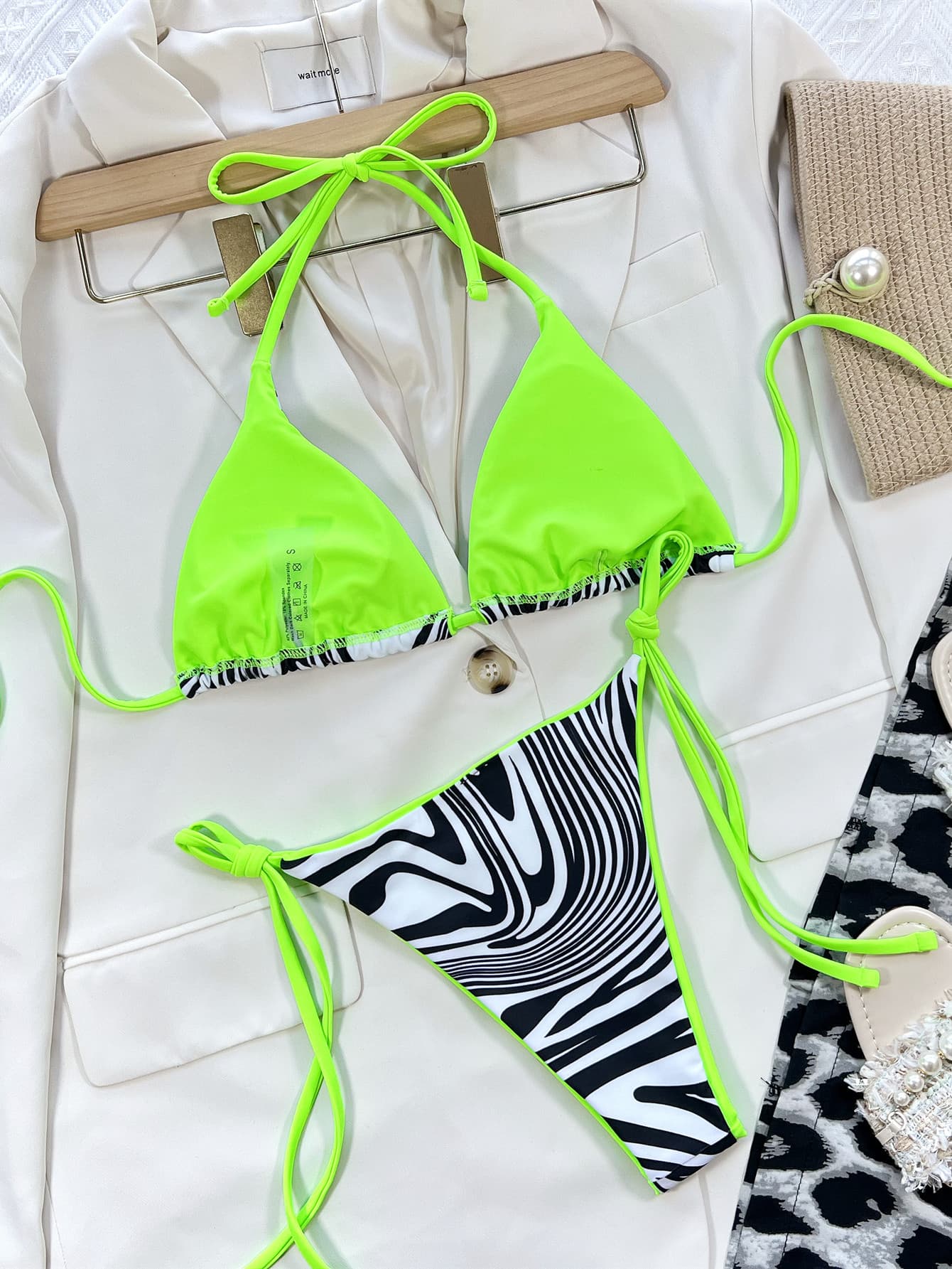 Zebra Print Halter Neck Bikini Set - Bella Blue Styles