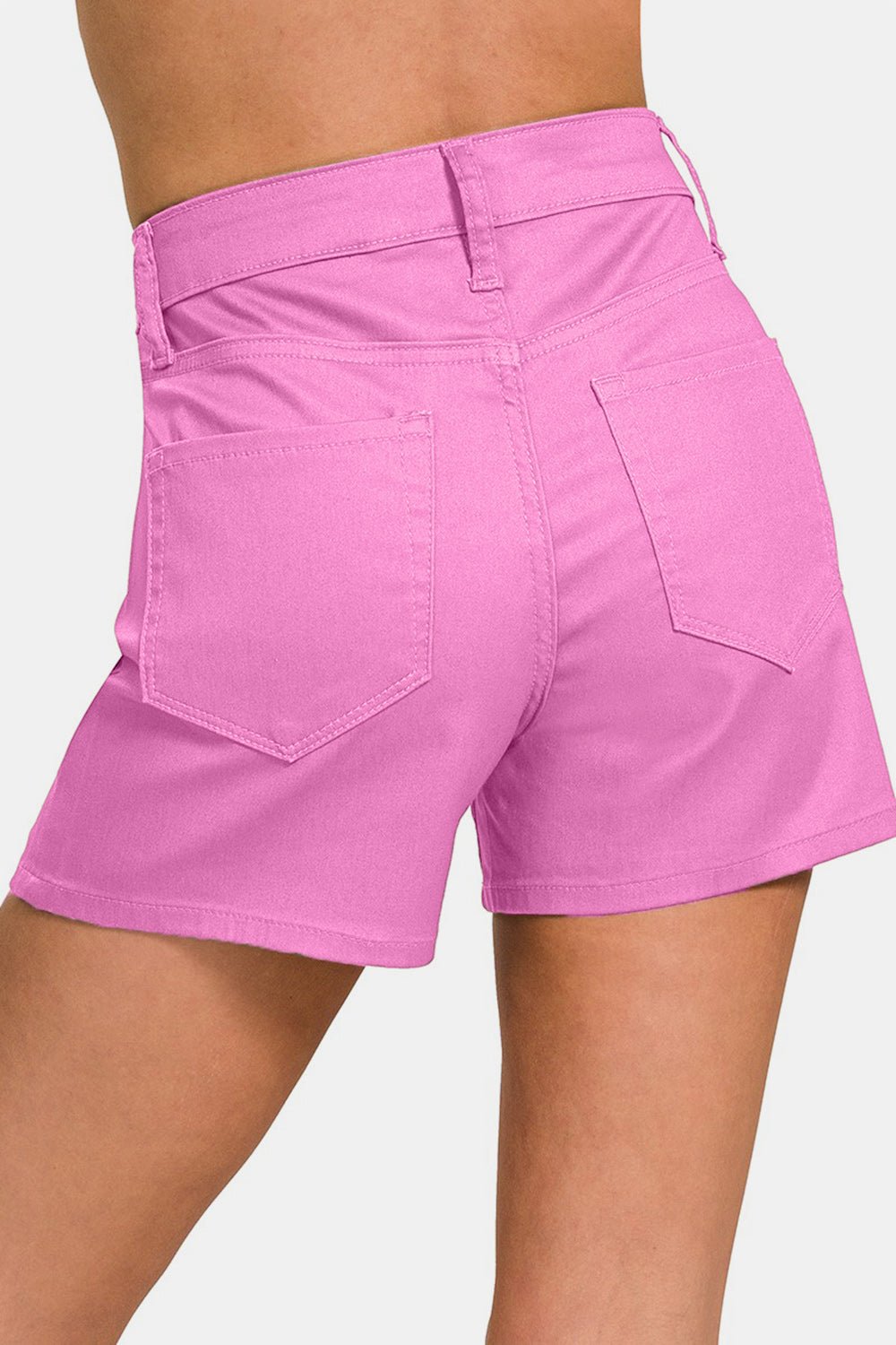 Zenana High Waist Denim Shorts in Mauve - Bella Blue Styles