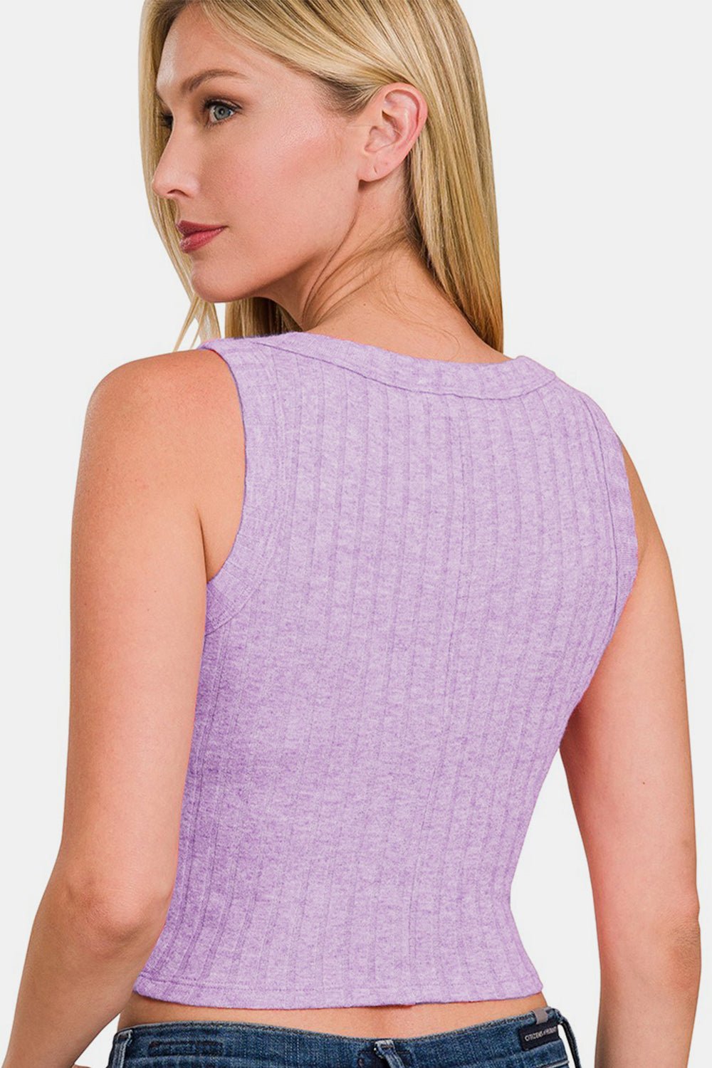 Zenana Ribbed Cropped Tank in Lavender - Bella Blue Styles