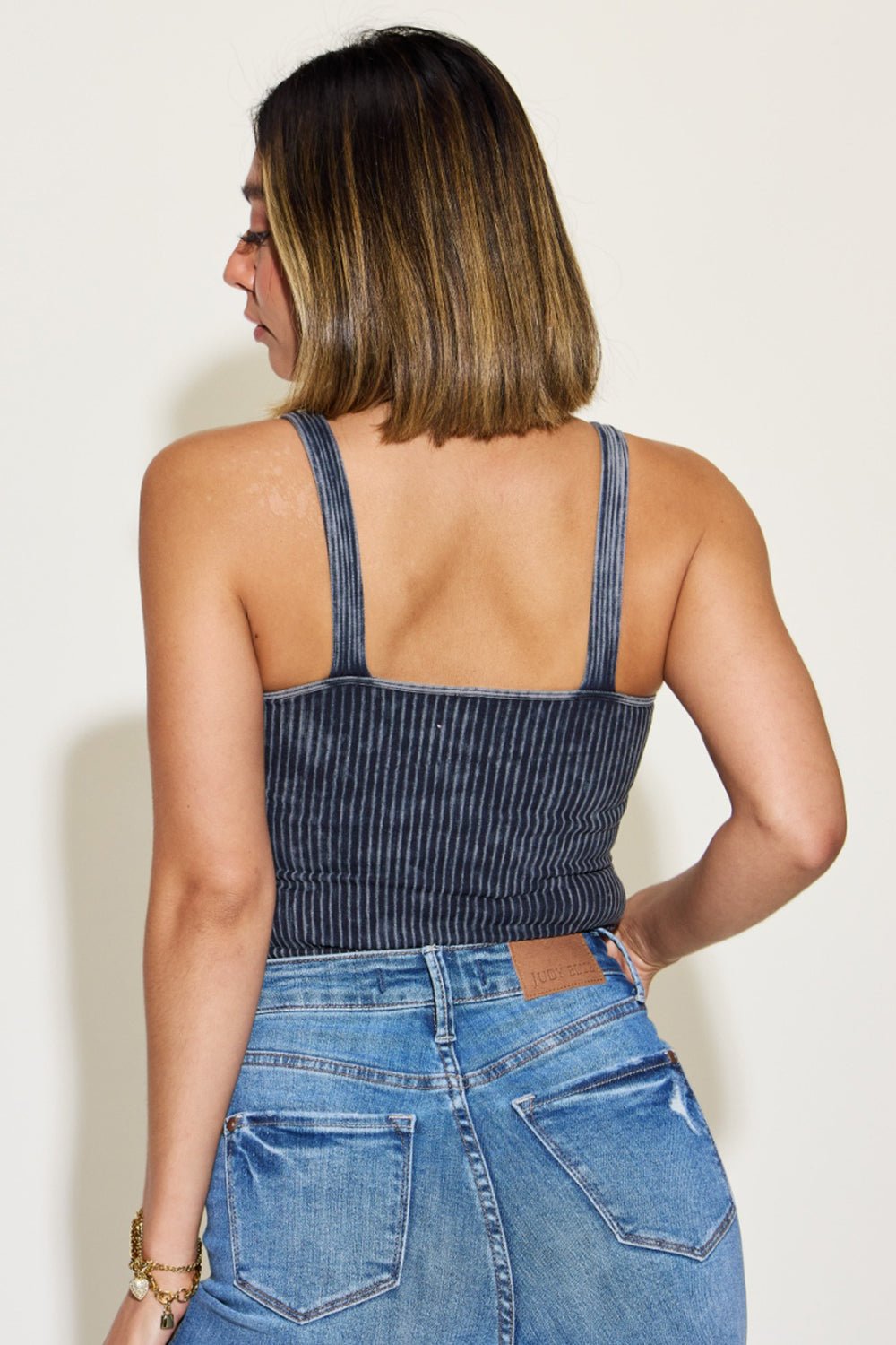 Zenana Ribbed Washed Square Neck Tank - Bella Blue Styles