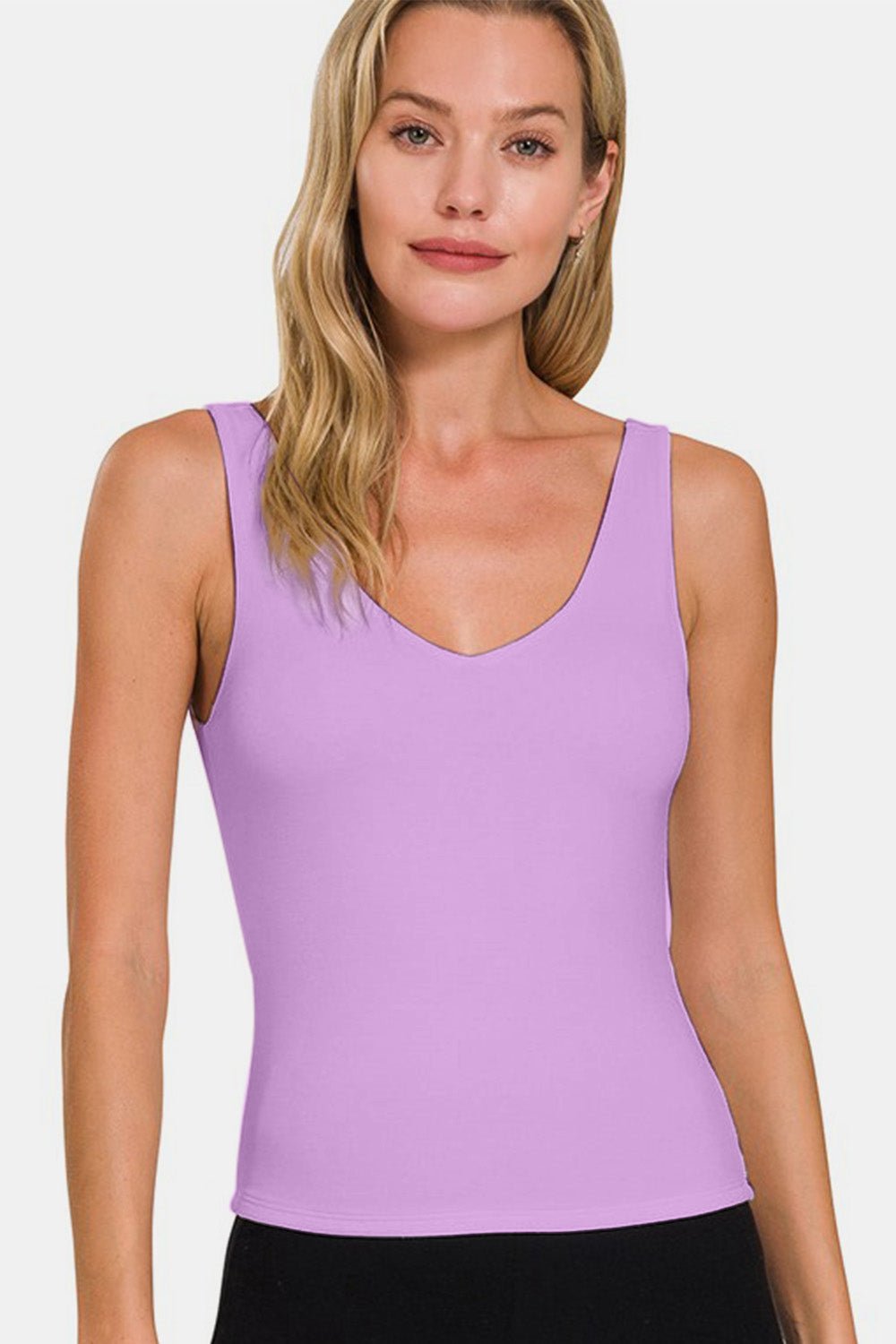 Zenana V-Neck Slim Tank Lavender - Bella Blue Styles